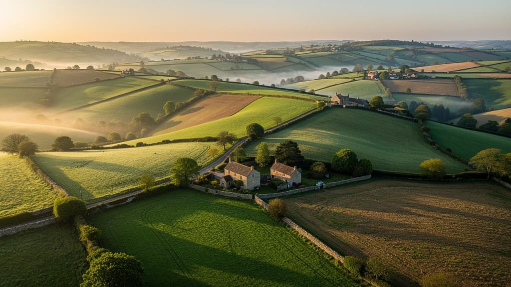 British patchwork countryside - Somerset landscape